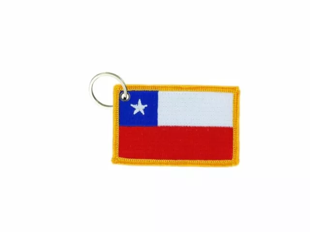 Porte cle cles clef brode patch ecusson badge drapeau chili chilien