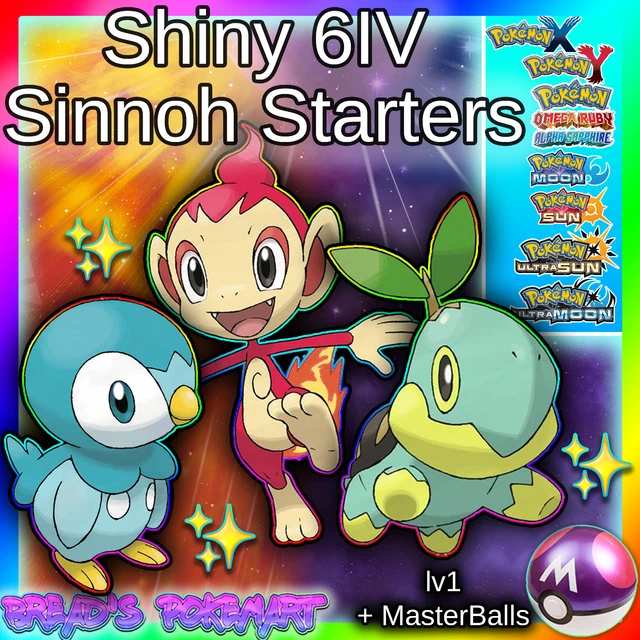 Shiny Turtwig/Chimchar/Piplup Starter Pack 6IV - Pokemon X/Y OR/AS