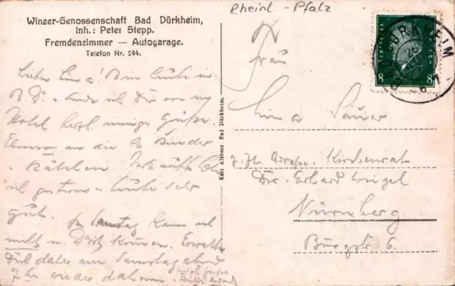 Ak Gruss Aus Bad Dürkheim Gasthaus Der Winzer Genossenschaft Mit Gedicht Pfalz 2