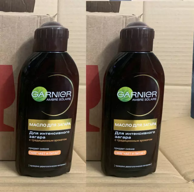 2 x Garnier Ambre Solaire Golden Protect Sun Tan Oil SPF2 Bottle 200ml