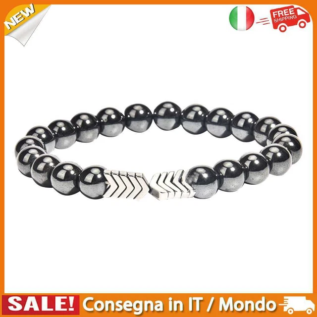IT Bead Elastic Bracelet Weight Loss Hematite Energy Therapy Bracelet (Silver)