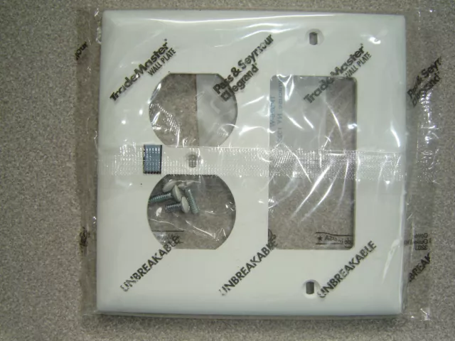 Qty 4 Trademaster TP826-W  Mulberry 90672 2 Gang Duplex & Decor White Wall Plate