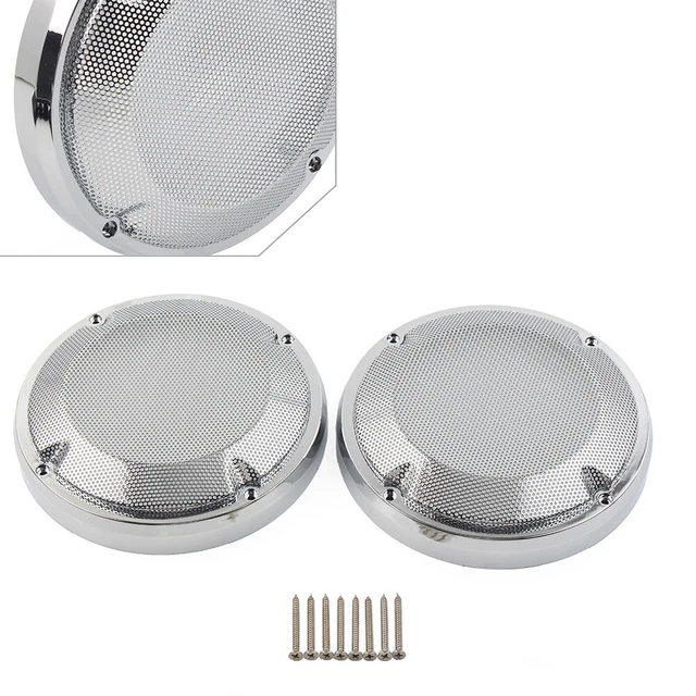 For Harley Touring Electra Glide Chrome Saddlebag Lid Speaker Grill Mesh Cover