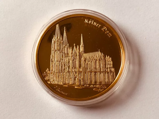 Münze, Medaille Kölner Dom, Deutsche Heimat, Cu vergoldet, 50 mm, 54 g, 2009