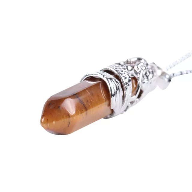 Hexagonal Natural Quartz Crystal Chakra Healing Point Pendant Necklace Jewely 12