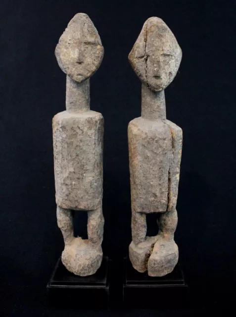 Arte Africana Antiguo Auténtico Pareja Bo Usu Baule Soclé - 21 & 20,5 CMS