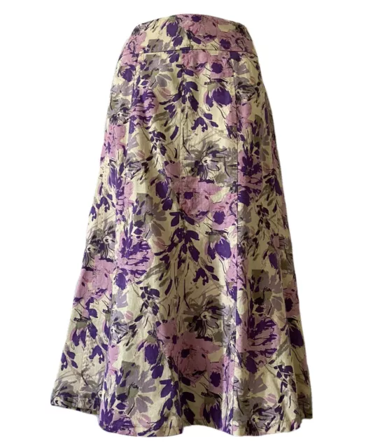 Fab Ladies Summer Skirt Flared Artsy Floral Print Lilac Tea Party Holiday Uk 16