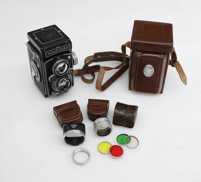 Rolleiflex Tipo 2 MX-EVS 3.5 Xenar FUNCIONA con estuche, filtros y capucha