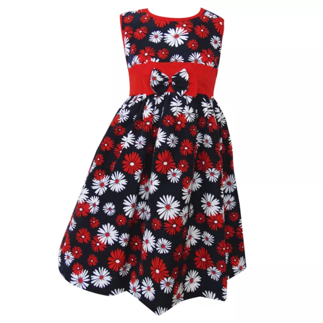 Nwt Girls Kids Fashion Cute Flowers Princess Navy Floral Children Dress Size 4