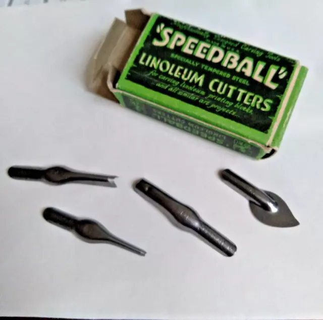 Vintage Speedball Linoleum Cutter - includes FOUR  blades 1, 3, 5, and ??