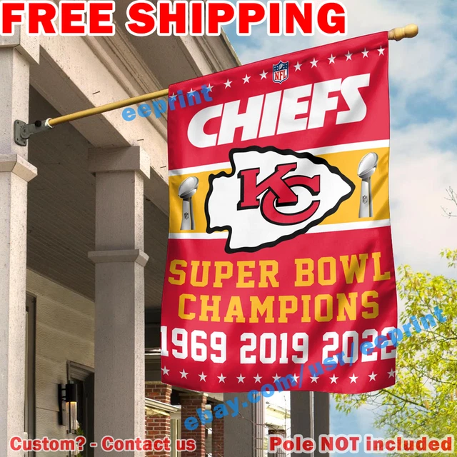KANSAS CITY CHIEFS Super Bowl LVII Champions House Flag 1969 2019 2022