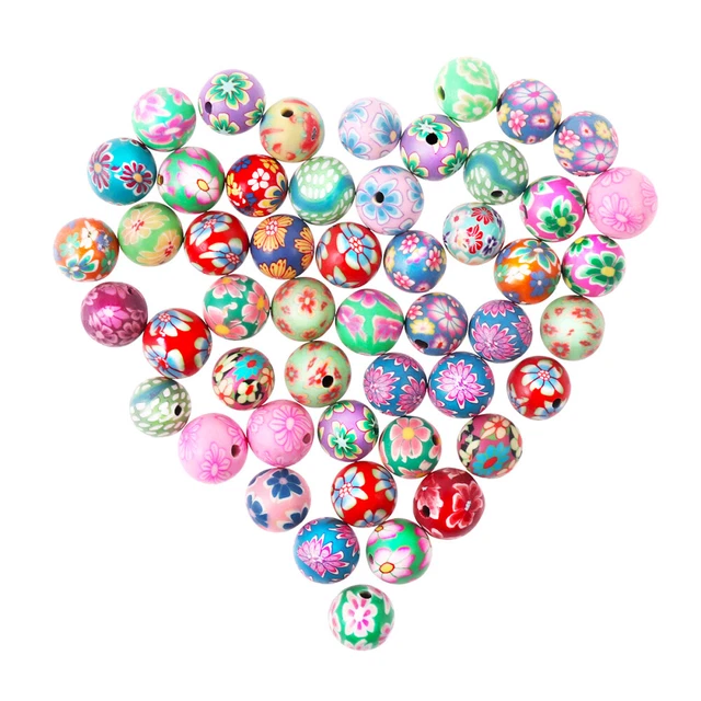 ROSENICE 50 stücke 10mm Farbige Runde Perlen Polymer Clay Perlen DIY Handwerk