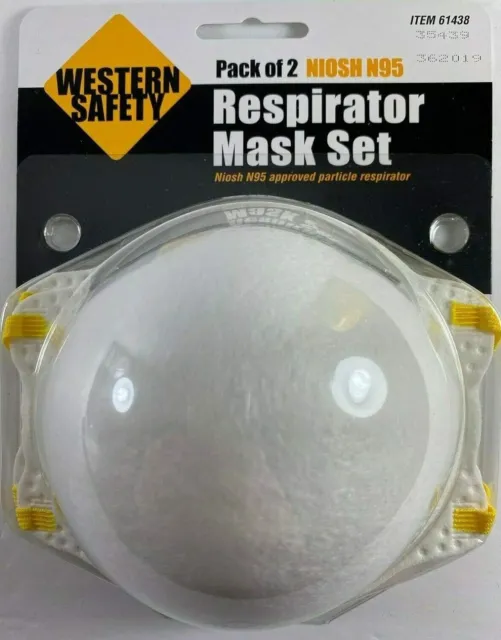 Western Safety NIOSH N95 Approved Respirator Mask, 2 Pk. Western Safety 61438