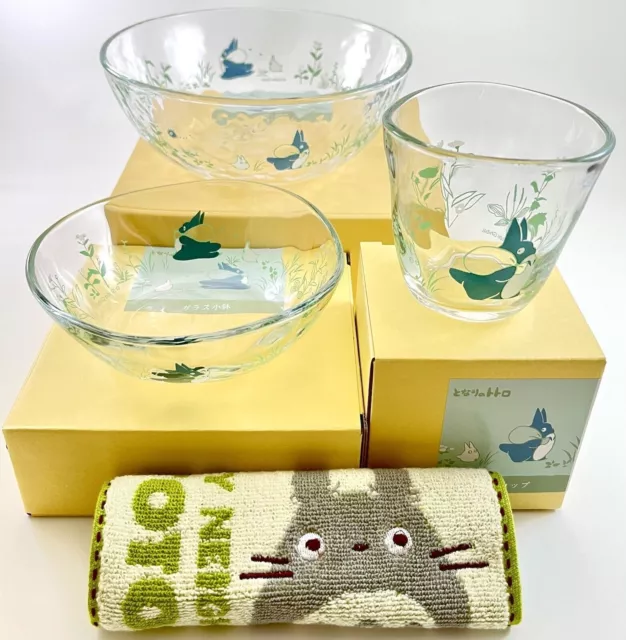 Ensemble de 3 Studio Ghibli My Neighbour Totoro Glass Cup, Glass Bowl Japon...