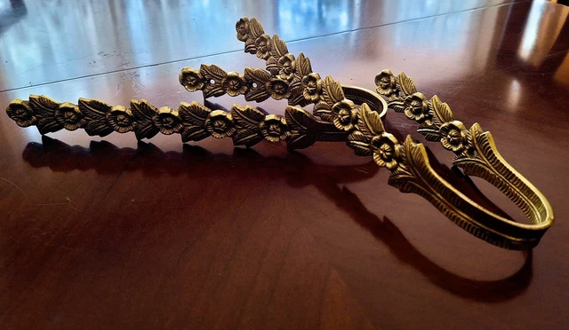 Victorian Style Solid Brass Curtain Drape Tie Backs Hooks Wall Mounted Pair