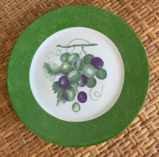 3 Laure Japy Limoges Salad Plates Hand Painted Grapes w/ Leaves Vine Tendrils