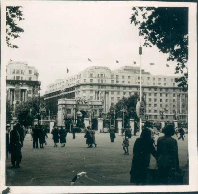 Photograph 1953 Coronation Decorations At Marble Arch London