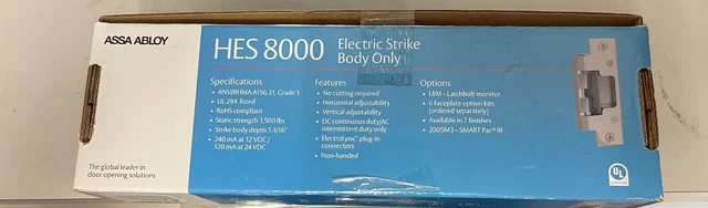 HES 8000 series electric strike body only. Chrome finish.