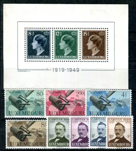 Luxemburg 1949 Block7, 460-467 ** Postfrisch Tadellos 180€(09397