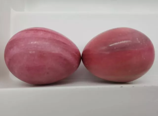 Marble Easter Eggs Alabaster Polished Stone Pink Vintage - Set of 2 EGGS NICE!
