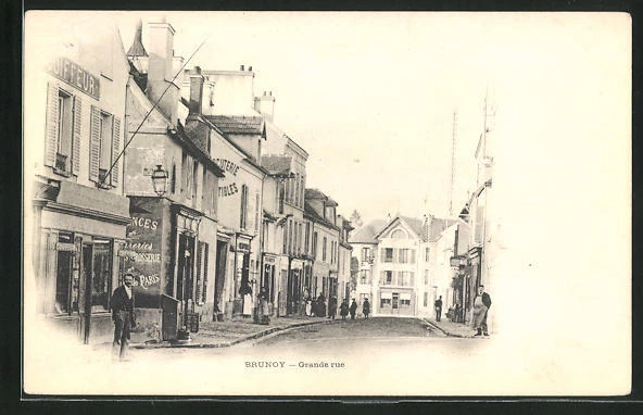 CPA Brunoy, Grande Rue, vue de la rue im Ortskern
