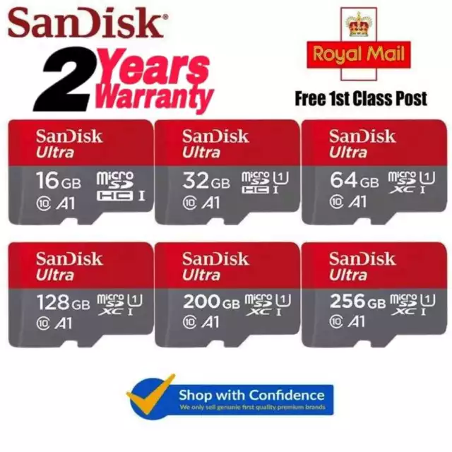 SanDisk Ultra Micro SD 32GB 64GB 128GB Class 10 SDHC SDXC Memory Card & Adapter