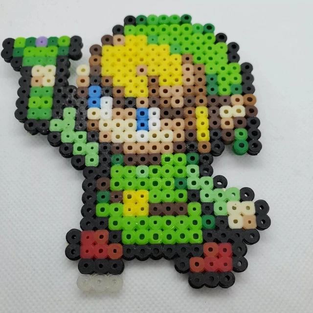 ZELDA LINK 5& Bead Sprite Pixel Art 8 bit Perler fatto a mano Legend of ...
