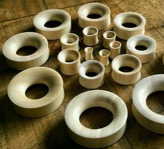 PAIR Blond Crocodile Wood Tunnels Ear Plugs Earlets Gauges 6g thru 2" (p1016)