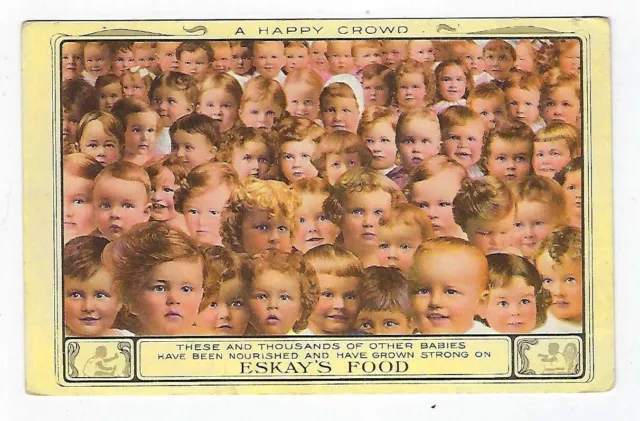 Early 1900's Adver. Postcard A Happy Crowd Of Babies Eskay's Food Unposted