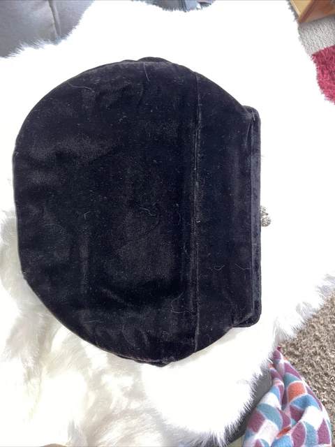 Vintage Black Velvet Fold Over Clutch ROSENFELD  Handbag Purse Evening CLASP