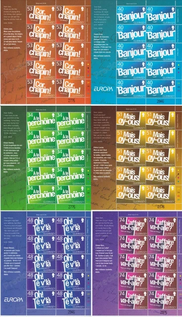 Sg 1220-1225 Guernsey Mnh Stamp Sheetlets 2008 Europa The Letter Full Set