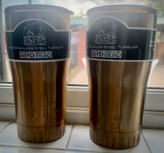 LOT of 2 Silver Buffalo Stainless Steel Hot/Cold Tumbler - 20oz BRONZE  New