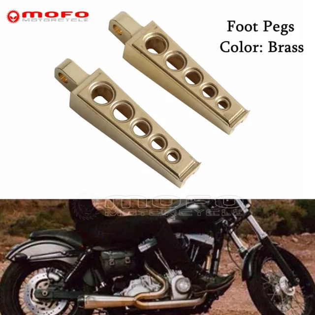 Brass Drilled Foot Pegs Male Mount Style For Harley Cafe Racer Chopper Bobber