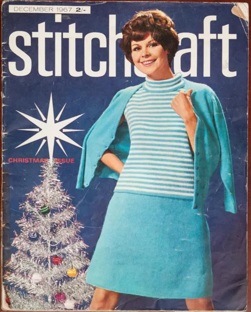 Stitchcraft December 1967 Pattern Book Knitting Crochet Vintage Home Christmas