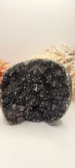 Druzy Black Amethyst crystal  Geode cave 646g Australian Stock