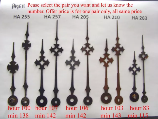 CLOCK HANDS Page 11: choose from various original steel hands for 12 inch dials