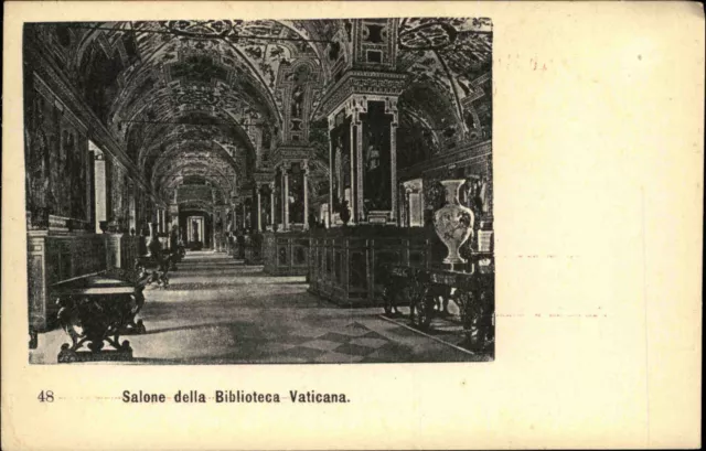 Vatikanstadt Vaticanæ Vaticana ~1900 Salone della Biblioteca Bücherei Vatikan AK