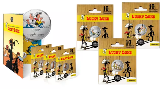 Superbe Série 10  Medailles & Album Collector Les 75 Ans Lucky Luke //(Neuf)