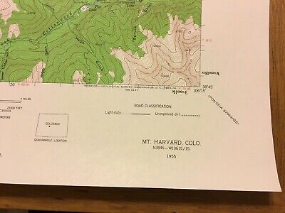 USGS topo map Mt Mount Harvard Quadrangle Gunnison San Isabel National Forest CO 2