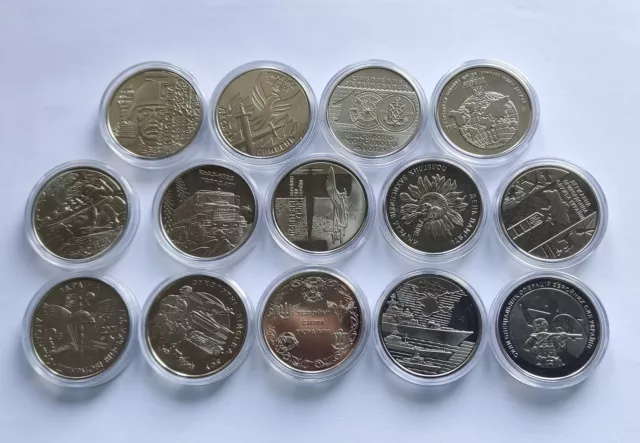 Ukraine Armed Forces Full Set 14 Coins 2018 - 2022 10 Hryven, in capsules! UNC