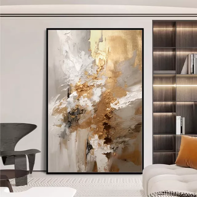 Mintura Handpainted Texture Abstract Gold Oil Paintings On Canvas Home Decor Art