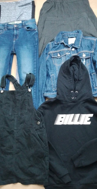 Pacchetto Abbigliamento Ragazza 9-10 Anni Jeans Giacca Denim Pinafore Abito Billie Eilish