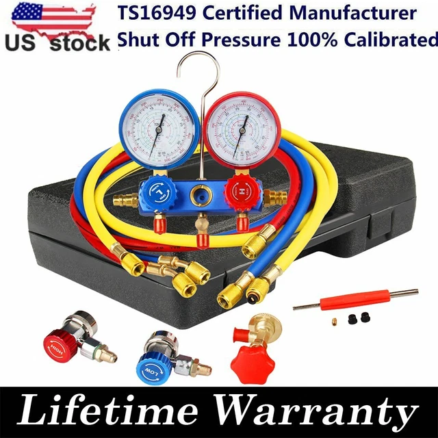 HVAC A/C AC Manifold Vacuum Gauge Set Refrigerant Air Conditioning Auto