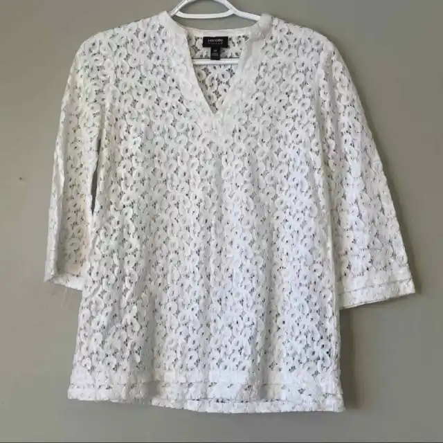 Nicole by Nicole Miller White Lace Blouse Size XS