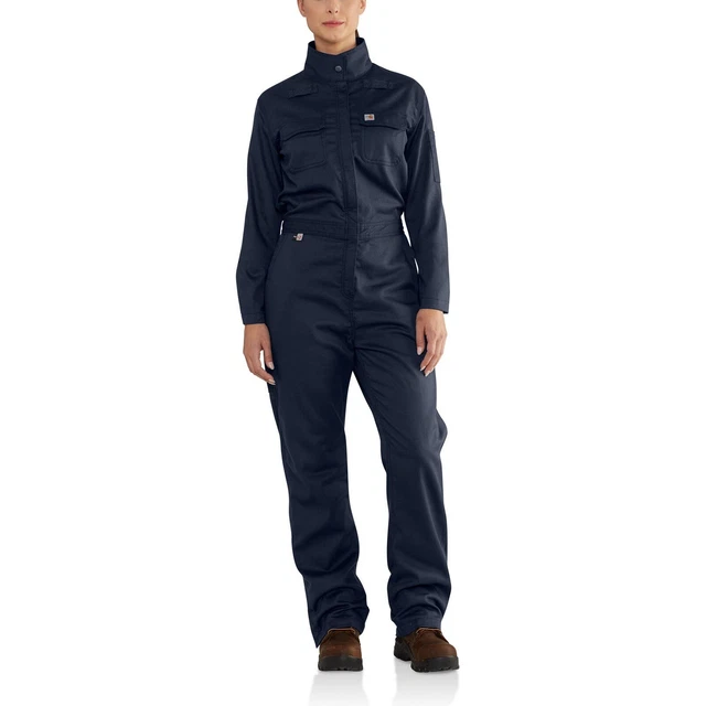 Carhartt Coveralls Womens Medium Blue Short Flame Resistant FR Rugged Flex