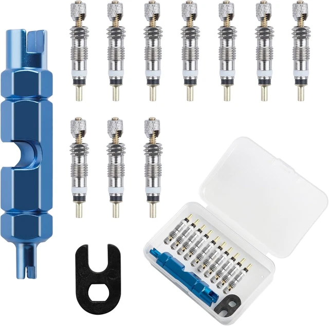 KIT STRUMENTO NUCLEO valvola tubi bicicletta e ricambio 10 nuclei con KIT STRUMENTO NUCLEO valvola tubi bicicletta e ricambio 10 nuclei con