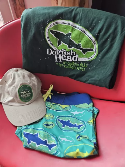 Dogfish Head Brewery Medium T-shirt, Hat, Swimsuit Lot Craft Beer/Ale