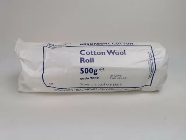 Non Sterile Absorbent First Aid Cotton Wool 500g Roll by Robinson Healthcare