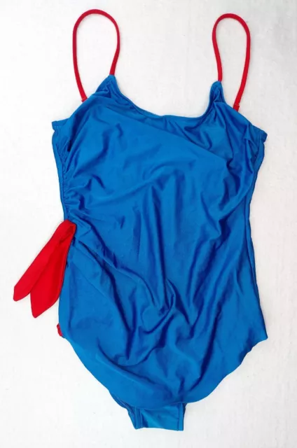 Jantzen Swimsuit Womens Size 14 One Piece Bathing Suit Retro Blue Red Vintage