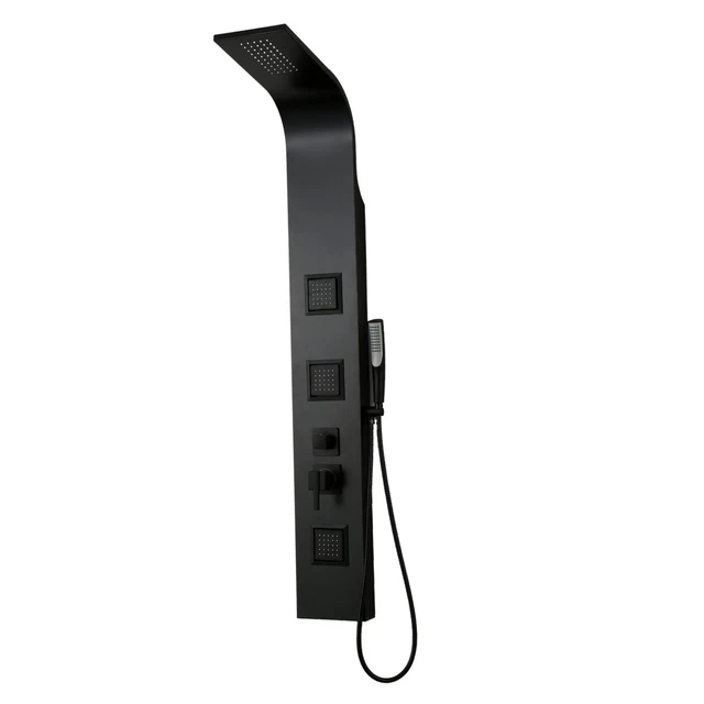 Ogomondo Colonna Doccia Night Nero Opaco 3 Getti Idro Lombari e Cascata  H140xL2